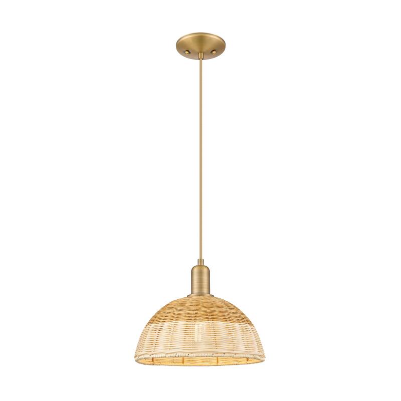 Innovations Lighting Downtown Urban - Natural Ballston Dome - 1 Light Cord Hung Mini Pendant with Basketweave Shade