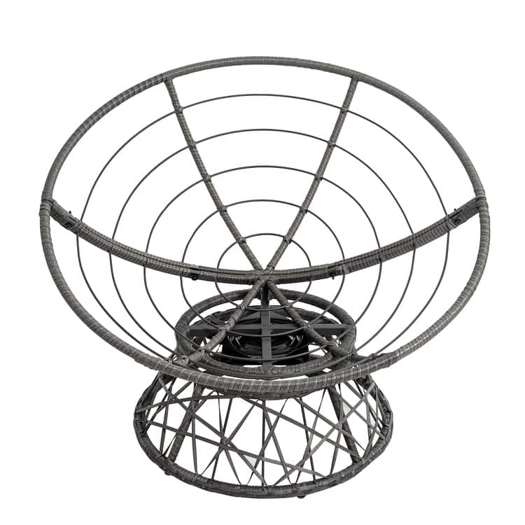 Wicker Papasan Chair with Oversized Cushion & Swivel Base – Indoor Round Lounge Chair for Bedroom, Living Room, or Covered Patio