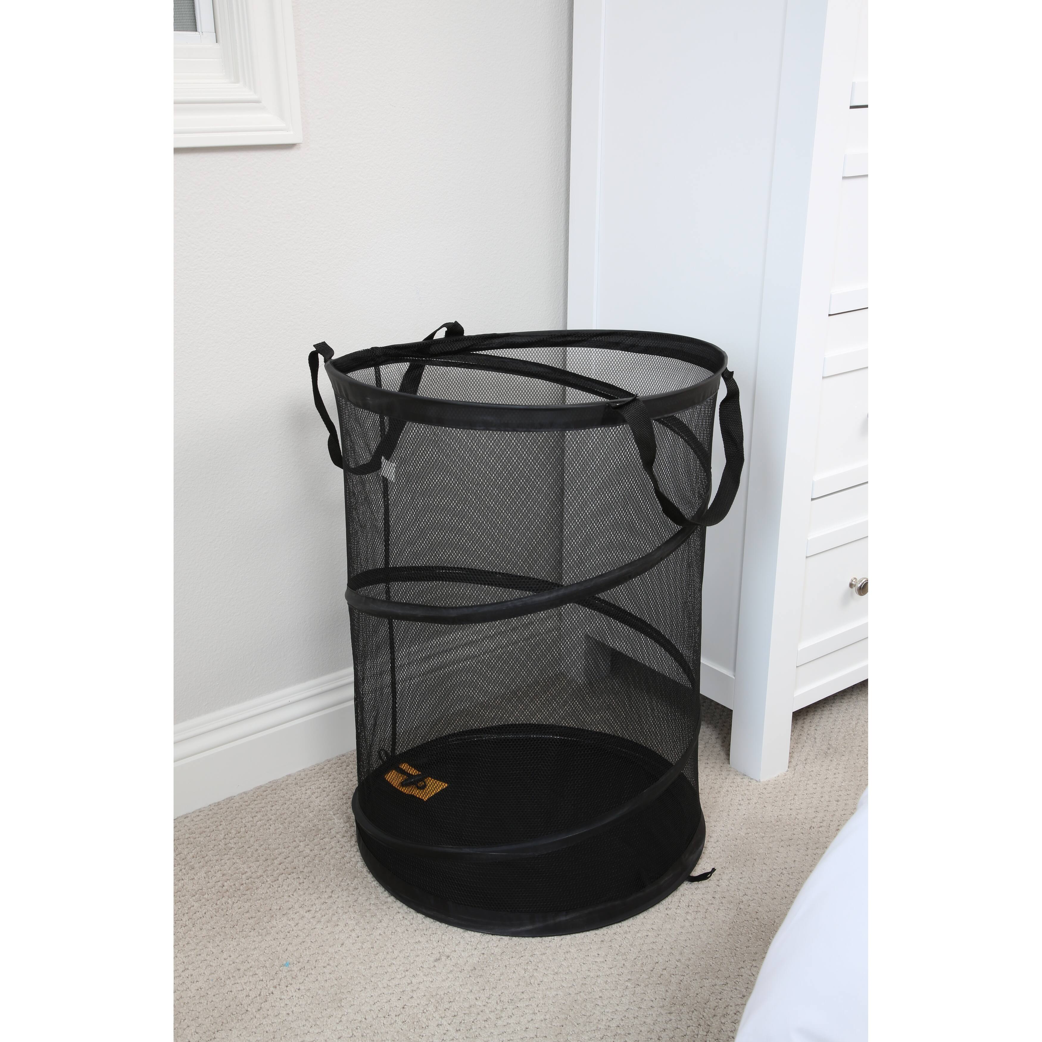 Smart Design Pop Up Spiral Laundry Hamper Bag Mesh Black On Sale Bed Bath & Beyond 37651259