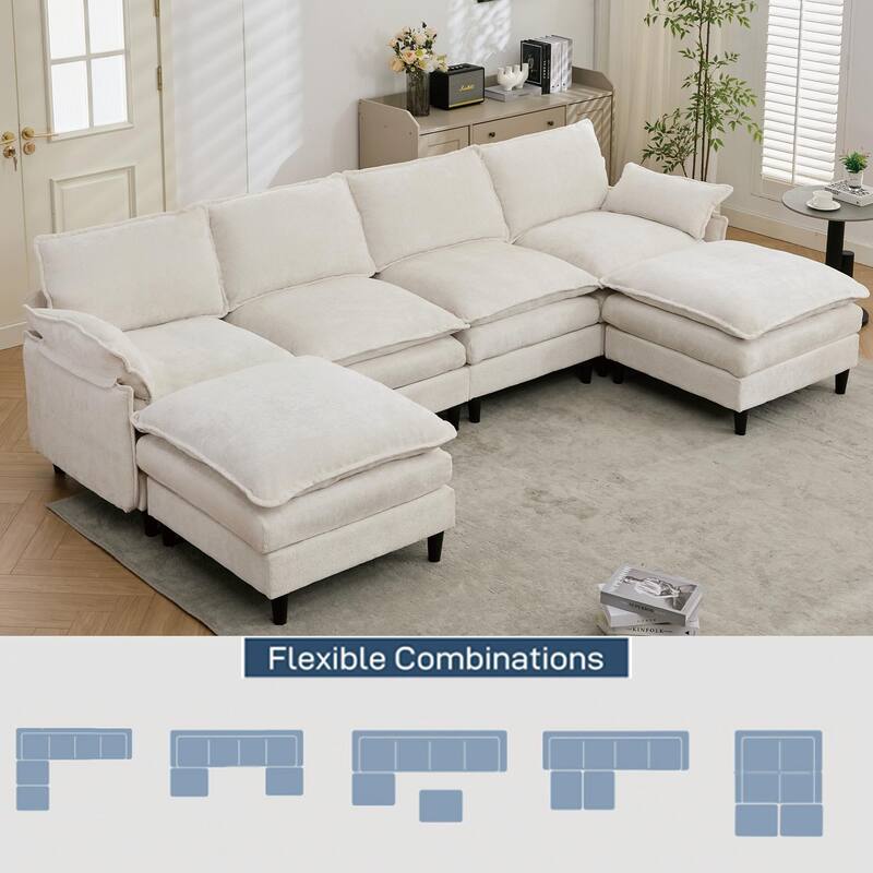 Modular Sofa U Shaped Cloud Couch Comfy Set