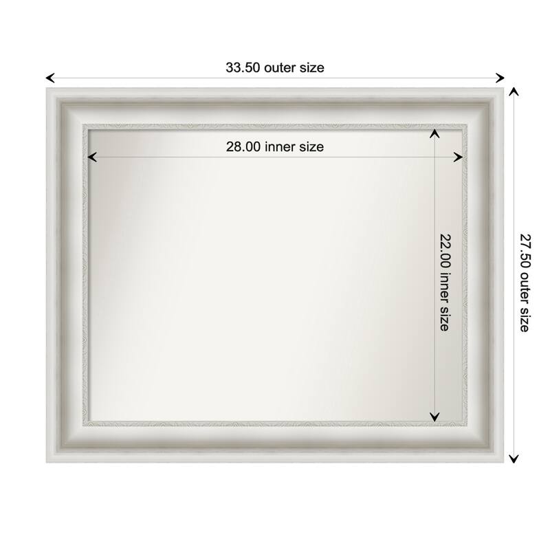 Parlor White Framed Non-Beveled Custom Wall Mirror, Bathroom Vanity Mirror - Outer Size: 33.5 x 27.5