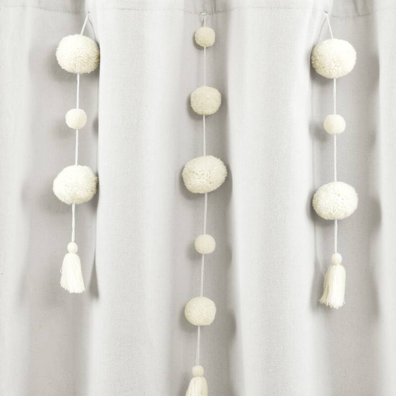 Lush Decor Boho Pom Pom Tassel Linen Shower Curtain
