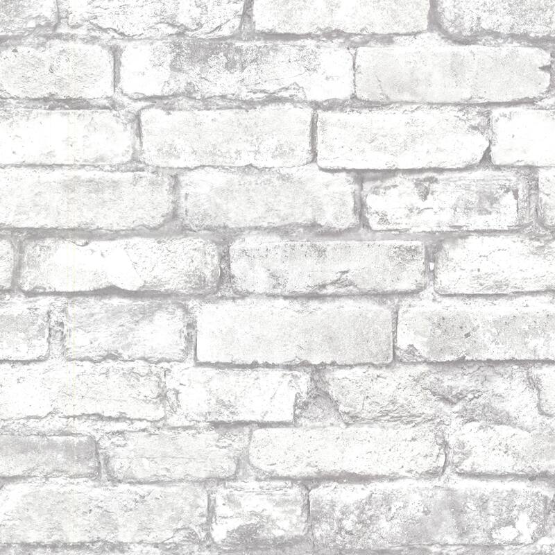 Brewster Davis White Brick Wallpaper - 20.5in x 396in x 0.025in