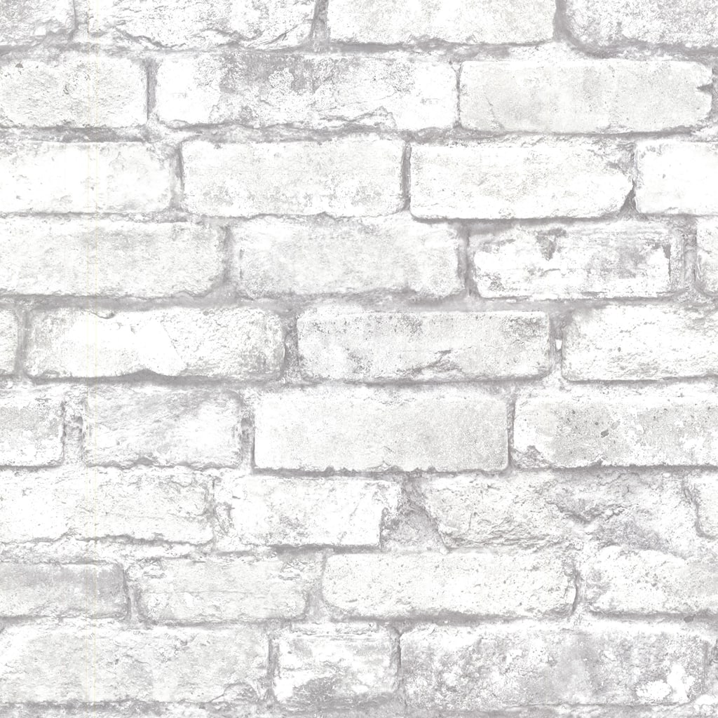 Brewster Davis White Brick Wallpaper - 20.5in x 396in x 0.025in