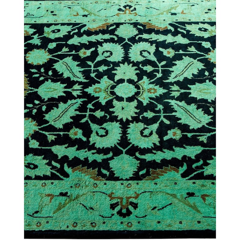 Overton Hand Knotted Wool Vintage Inspired Modern Contemporary Overdyed Black Area Rug - 3' 1" x 5' 2"
