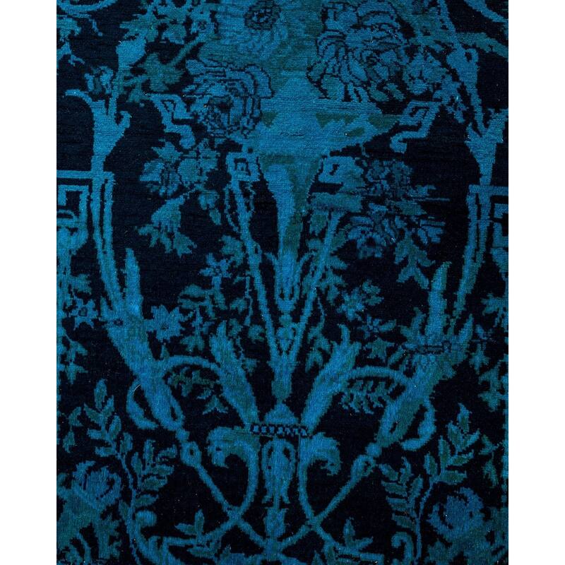 Fine Vibrance, One-of-a-Kind Hand-Knotted Runner Rug - Black, 2' 6" x 8' 7" - 2' 6" x 8' 7"