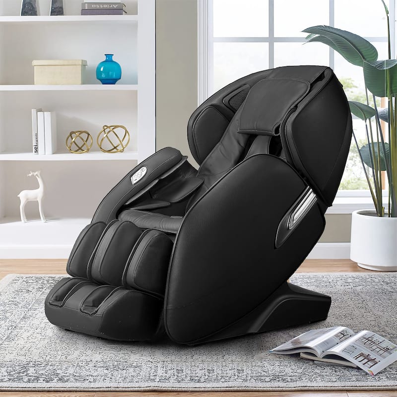 Clie Modern Faux Leather Zero Gravity LED Light Massage Chair with Bluetooth Speaker and USB Port by Furniture of America - Black