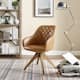 Modern Home Office Swivel Arm Accent Chair with Wood Legs - Light Brown