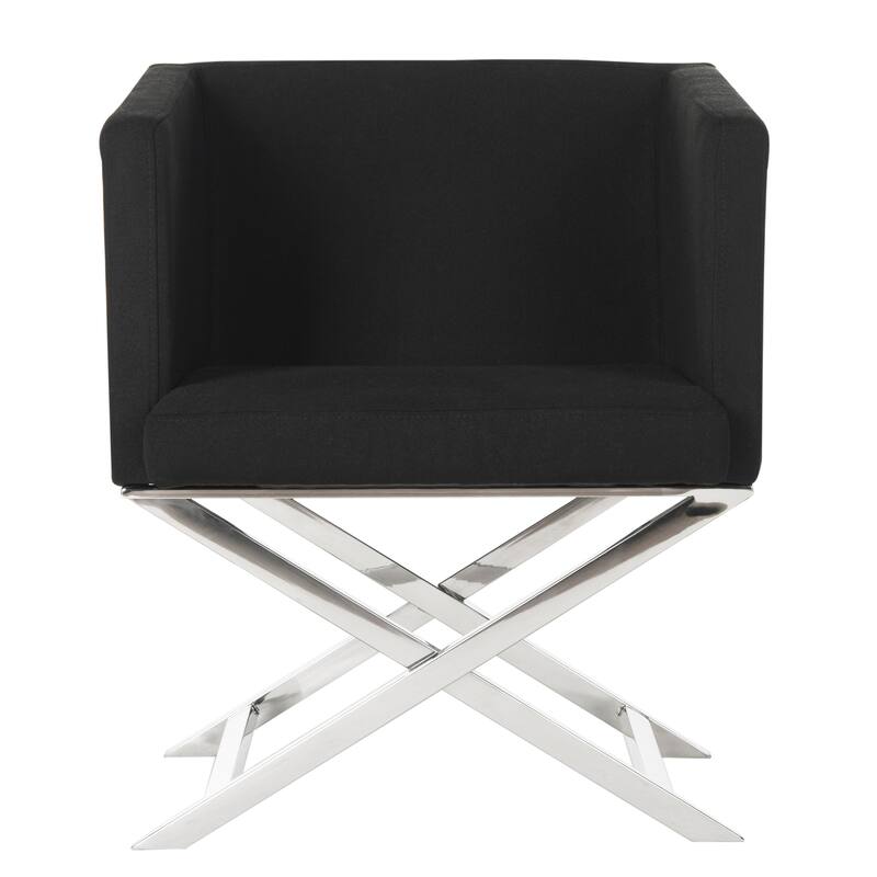 SAFAVIEH Inell Glam Navy/ Chrome Cross Leg Club Chair - 23Wx24Dx29H - Black/Chrome