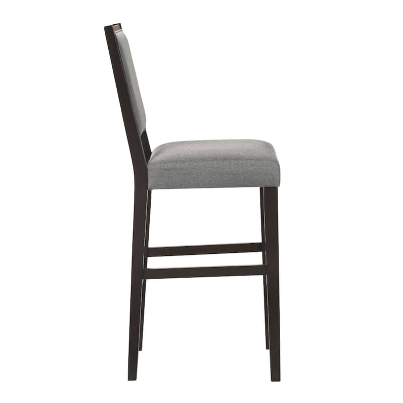 Knoxville Grey and Espresso Upholstered Stool with Footrest (Set of 2)