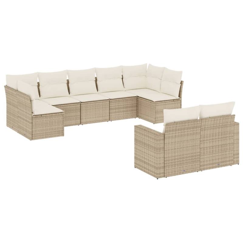 vidaXL Garden Sofa Set Beige PE rattan, powder-coated steel, foam, polyester - 24.4 x 25.8 x 27.2