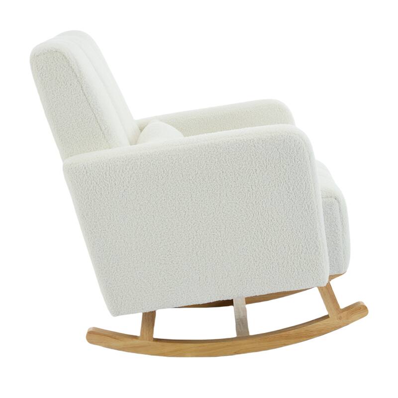 Cream White Rocking Chair for Nursery, Modern Upholstered Accent Chair Glider Chair Armchair for Living Room Bedroom