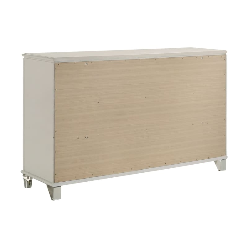 6 Drawers Wooden Dresser with Acrylic Legs in Pearl White