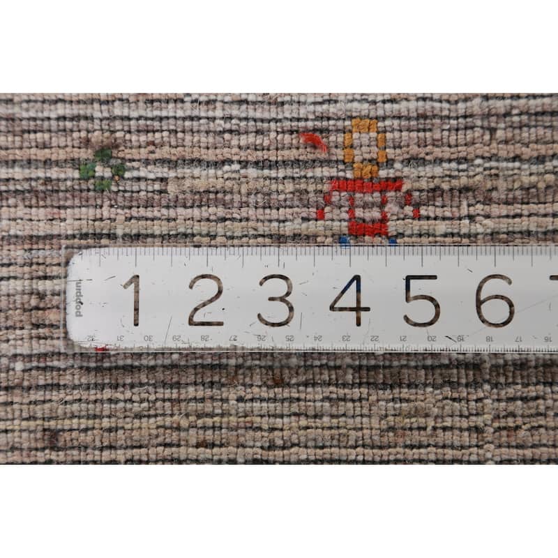 Striped Gabbeh Oriental Area Rug Hand-Knotted Wool Carpet - 4'11"x 8'0"
