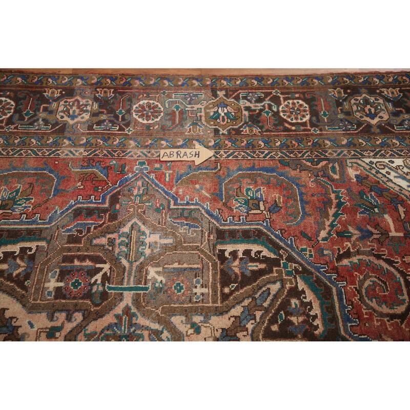 Hand Knotted Oriental 100% Wool Carpet Traditional Medallion Red Heriz Area Rug - 11' 2'' X 8' 3''