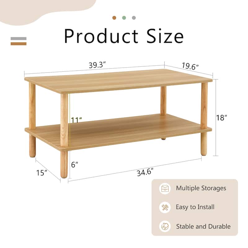 Living Room Rectangular 2-Tier Coffee Table