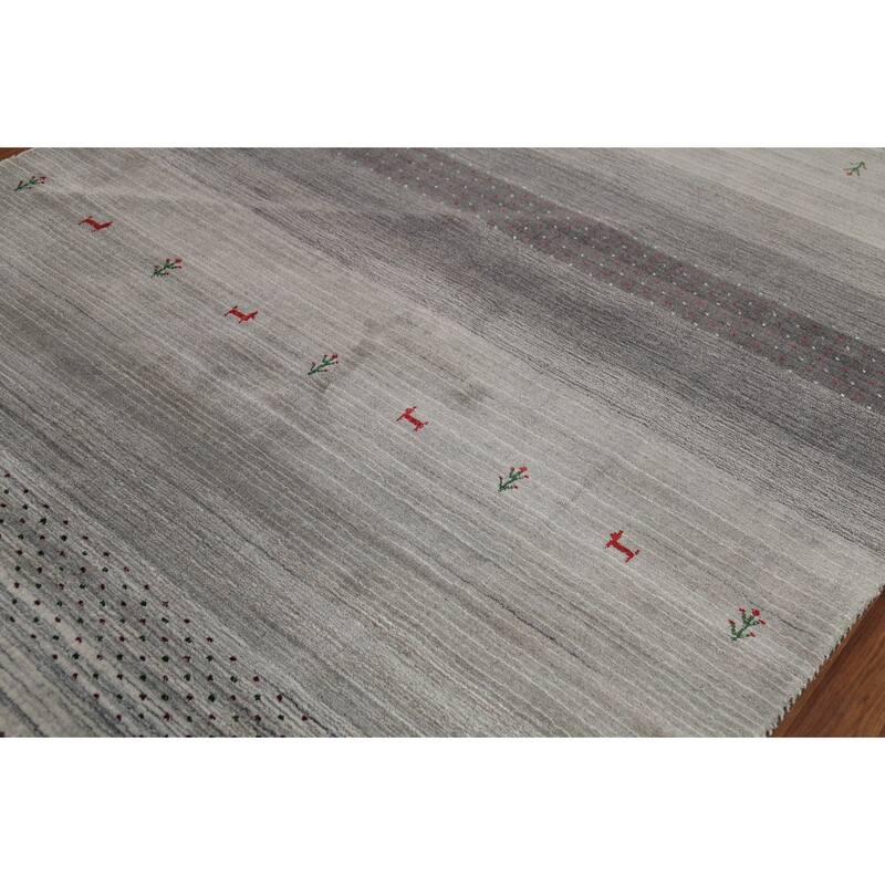 Striped Tribal Gabbeh Oriental Area Rug Handmade Wool Carpet - 5'9"x 8'2"