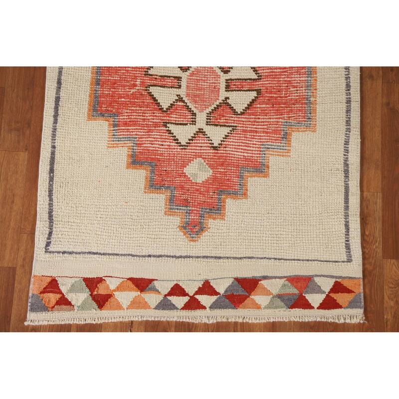 Plush Natural Dye Anatolian Turkish Runner Rug Handmade Wool Carpet - 3'1"x 11'10"