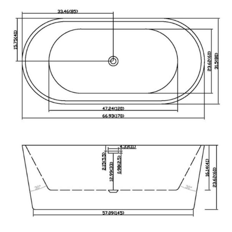 Stufurhome 67 In. Freestanding Acrylic FlatBottom Design Bathtub with Brushed Nickel Overflow and Drain Included in Black