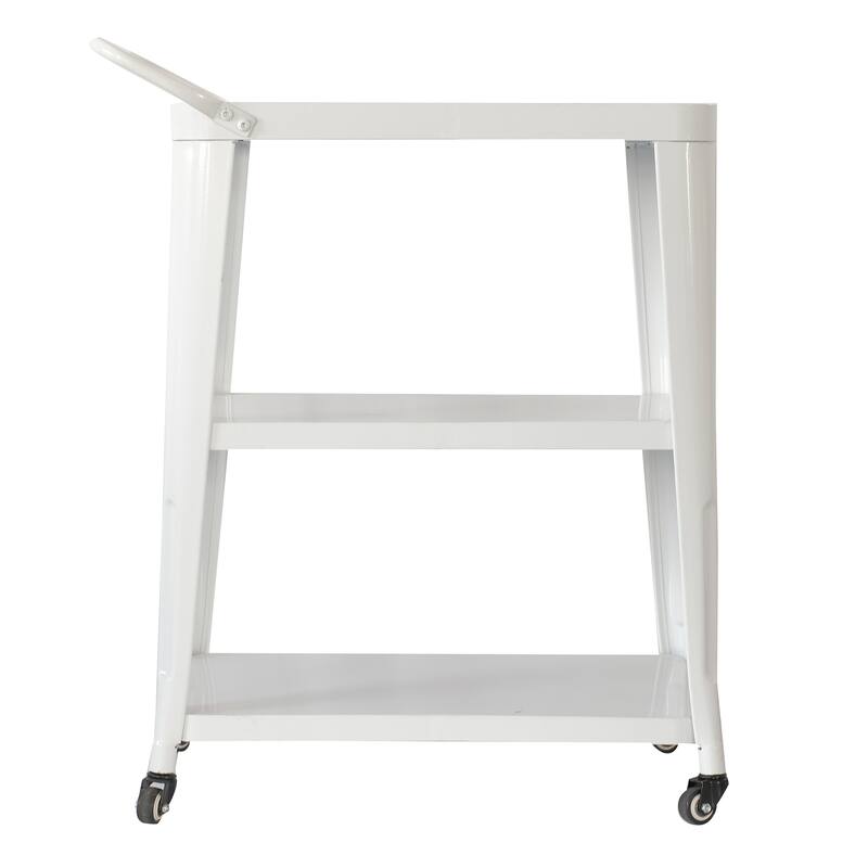 Modern Metal White 3-Tier Rolling Serving Bar Cart - 24" L x 14" W x 31" H