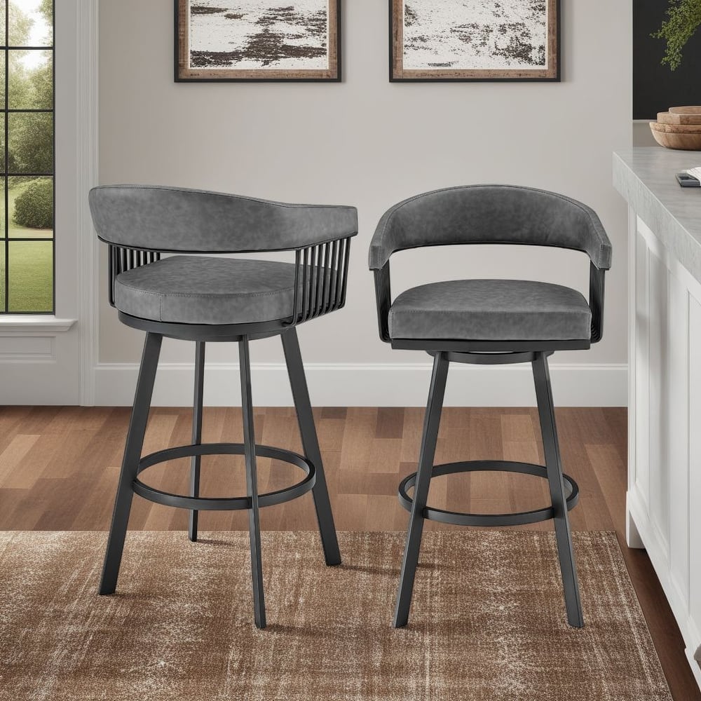 Chelsea Modern Swivel Barstool, Upholstered Counter Height Chair with Metal Frame