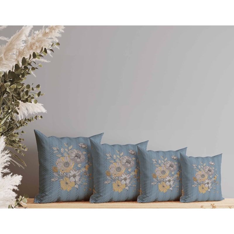Misty Meadows Indoor/Outdoor Reversible Throw Pillow Muted and Blue