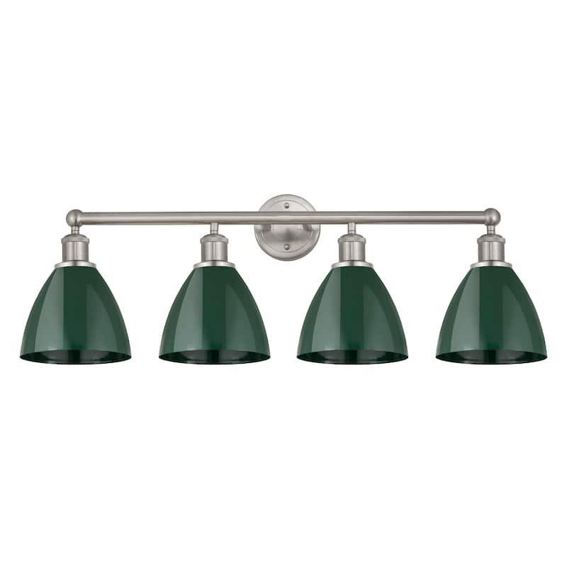 Innovations Lighting Plymouth Dome - 4 Light 35" Bath Vanity Light - Green/Satin Nickel