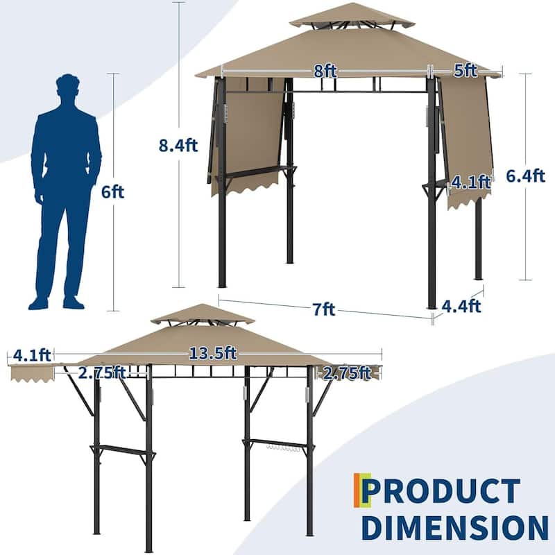 Durable BBQ Grill Gazebo, Weather-Resistant Canopy Shelter for Patio & Backyard - N/A