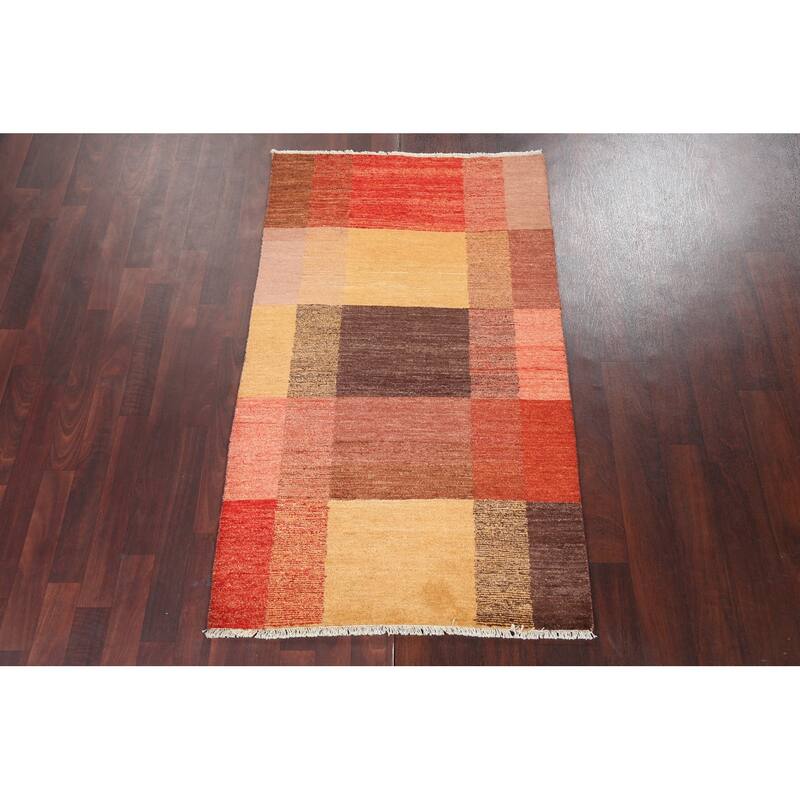 Geometric Gabbeh Kashkoli Oriental Area Rug Wool Hand-knotted Carpet - 3'1" x 5'4"