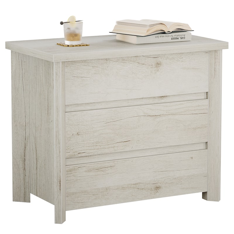 Oversized 3-Drawer Wood Nightstand, Large Storage Night Stand for Bedroom