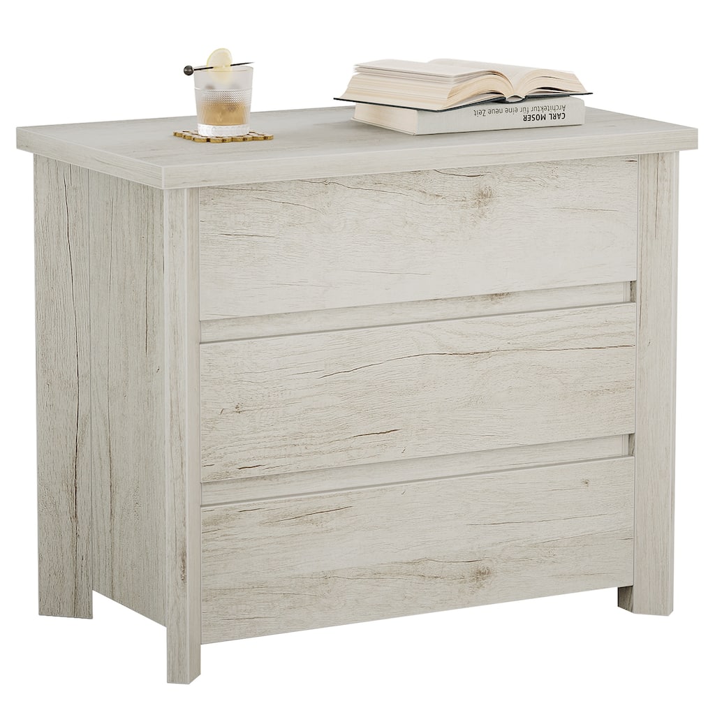 Three Drawer Nightstand, Large Farmhouse Night Stand with Storage