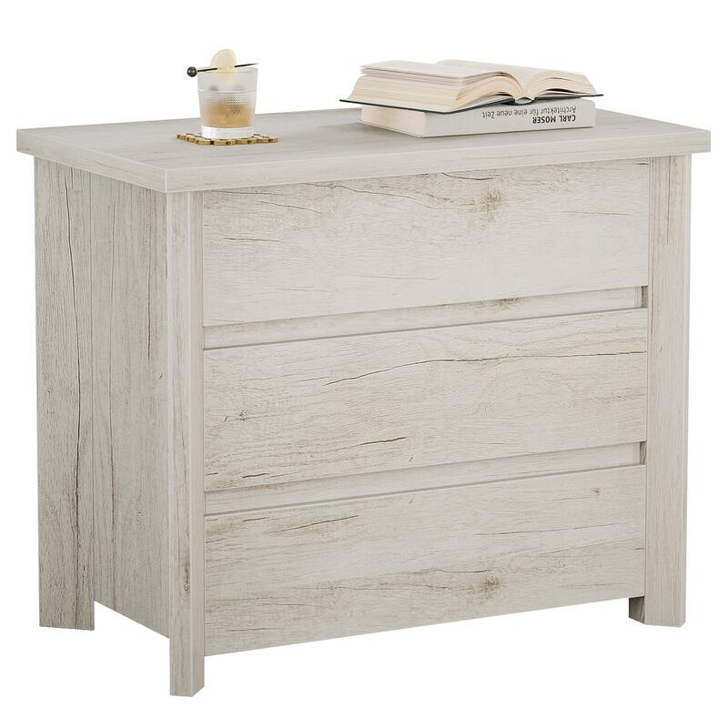 Three Drawer Nightstand, Large Farmhouse Night Stand with Storage