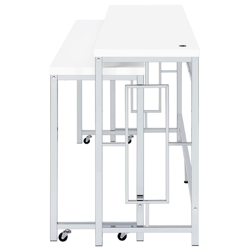 Laguna White 5-piece Counter Height Table with Pot Rack