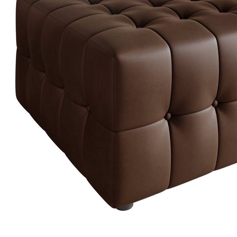 CraftPorch 7-Piece Elegance Button-Tufted PU Upholstered with Ottoman