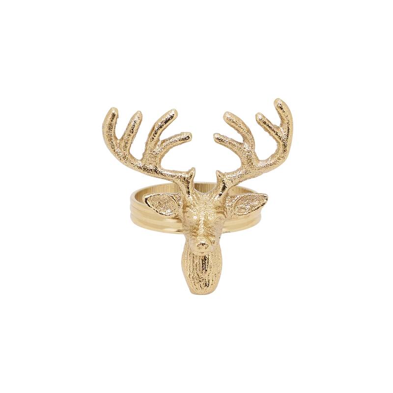 Reindeer Design Napkin Ring (Set of 4) - Set of 4 - Gold