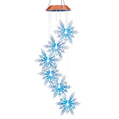 Solar Winter Snowflakes Hanging Outdoor Garden Mobile - Blue - NO SIZE