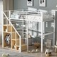 preview thumbnail 2 of 10, Twin Loft Bed with Metal Frame Storage Stairs and Built In Wardrobe Space Saving Elevated Bed