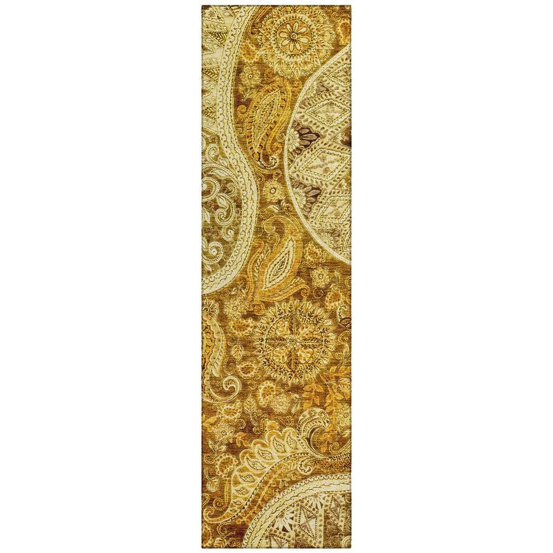 Machine Washable Indoor/ Outdoor Modern Paisley Chantille Rug