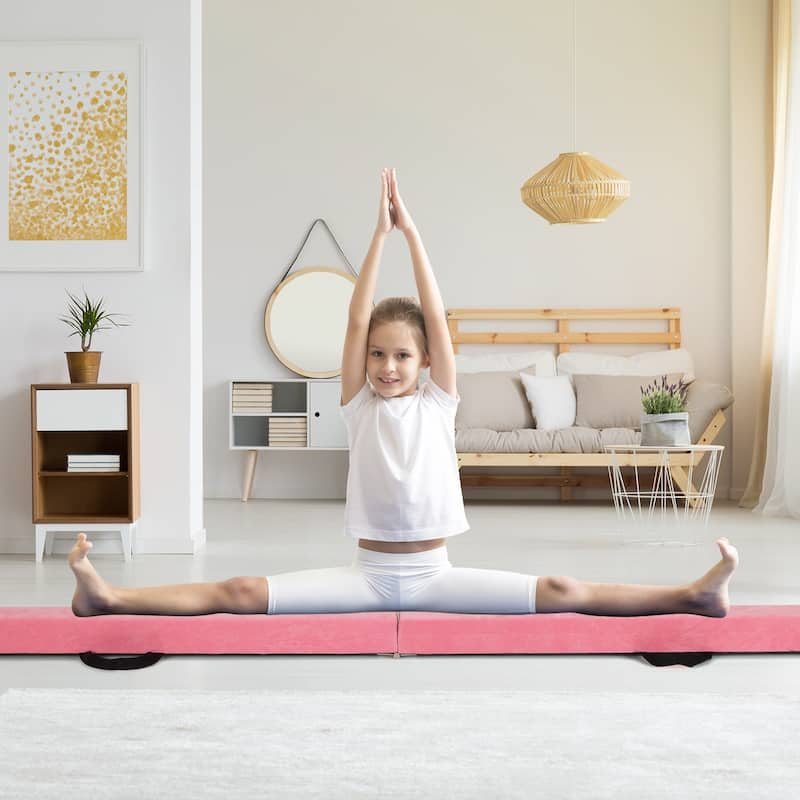 9 Feet Kids Balance Beam for Home Foldable Gymnastics Beam with Non-Slip Bottom and Wood Frame - 108” x 4" x 3" (L x W x H)