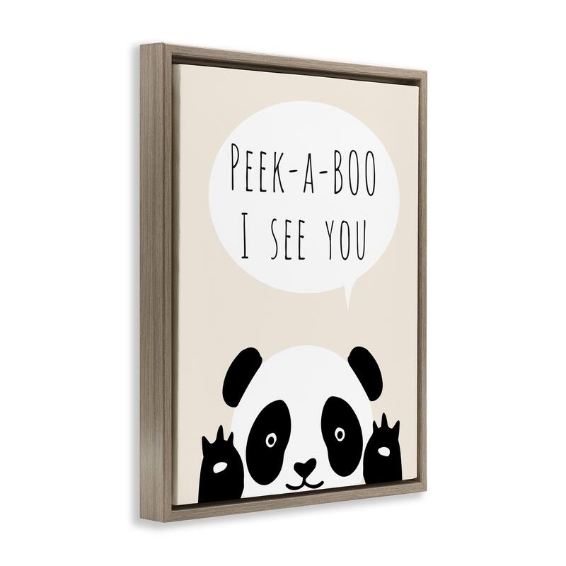 Stupell Peek-a-Boo Panda Bear Framed Floater Canvas Wall Art Design By Chen Alyesh