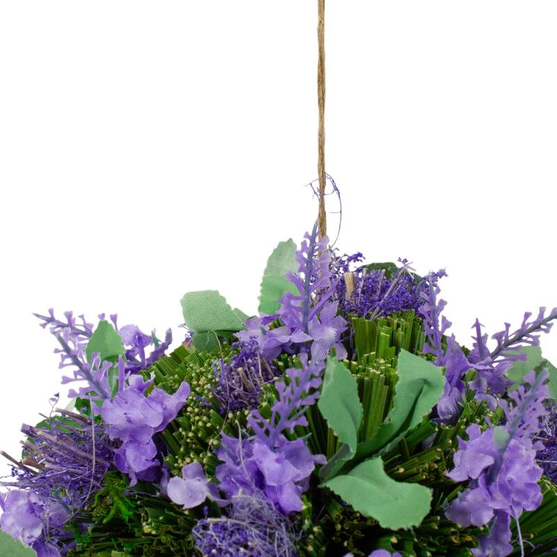 Floral and Foliage Sisal Ball Hanging Spring Decoration - 7" - Purple