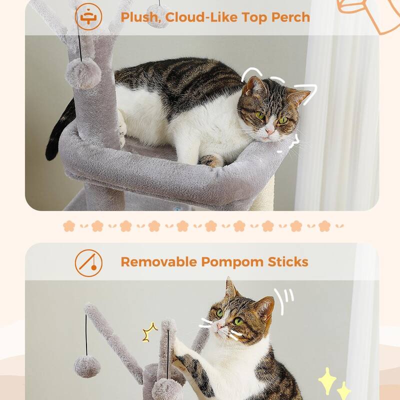 53-inch tall cat tree with sisal scratching post