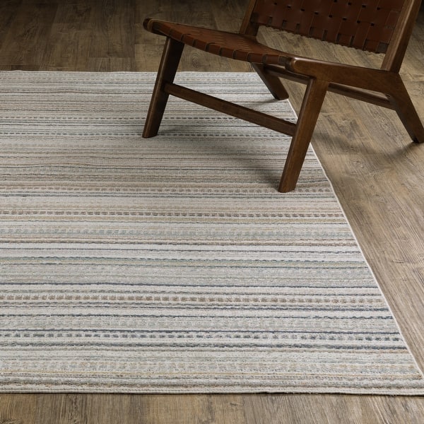slide 2 of 12, Cavett Textural Geometric Striped Beige/ Multi Area Rug 2' 7" x 7' 9" - Runner