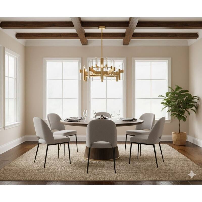 6 Light Antique Brass Metal Ceiling Fixture With Clear Crystal Rods