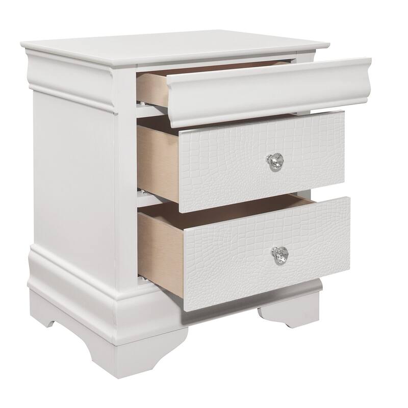 Crisp White 2 Drawer 21 in. W Nightstand with Sturdy Hardware and Ample Storage