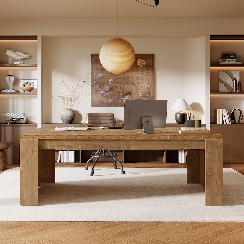 70.9" Wood Computer Desk, Executive Office Desk, Home Office Writing Workstation Business Accent Desk