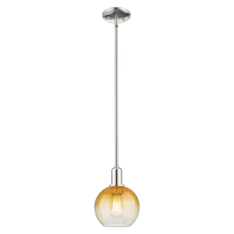 Innovations Lighting Downtown Urban - Brookhaven Globe - 1 Light 8" Stem Hung Mini Pendant - Polished Nickel/Amber Shade