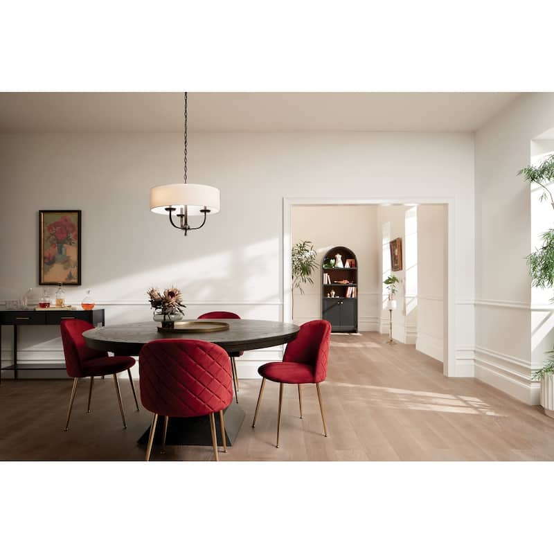 Kichler Lighting Kennewick 3-Light Chandelier Black with White Fabric Shade