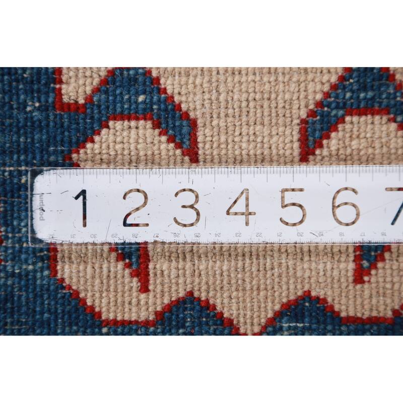 Hand Knotted Oriental 100% Wool Carpet Traditional Geometric Greys & Charcoal Kazak Area Rug - 9' 6'' X 7' 9''