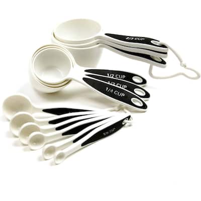 Norpro 3042 Grip-EZ Measuring Cups & Spoons, Set of 12, White/Black